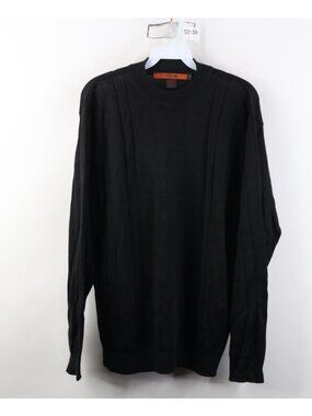 Vintage 90s Y2K Streetwear Mens Medium Blank Rayon Gabardine Knit Sweater Black